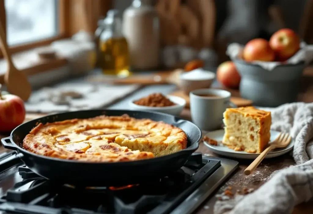 Je fais ce gâteau aux pommes à la poêle : ultra simple, rapide, sans four et 100 % douceur avec le froid qui arrive