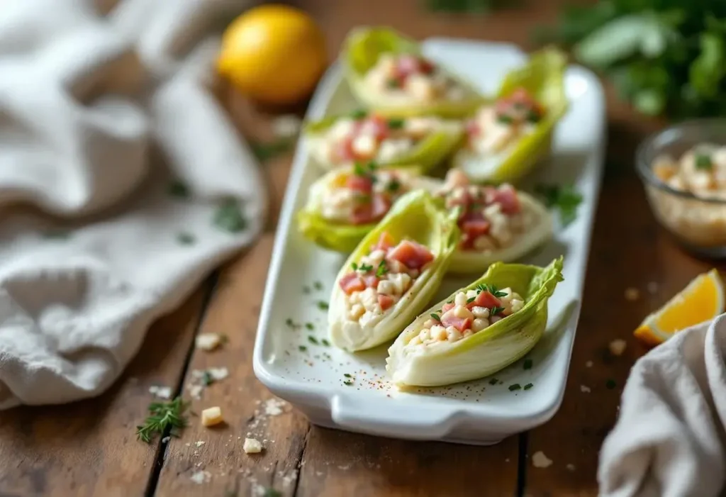 Bateaux d’endives au jambon et fromage frais, recette express