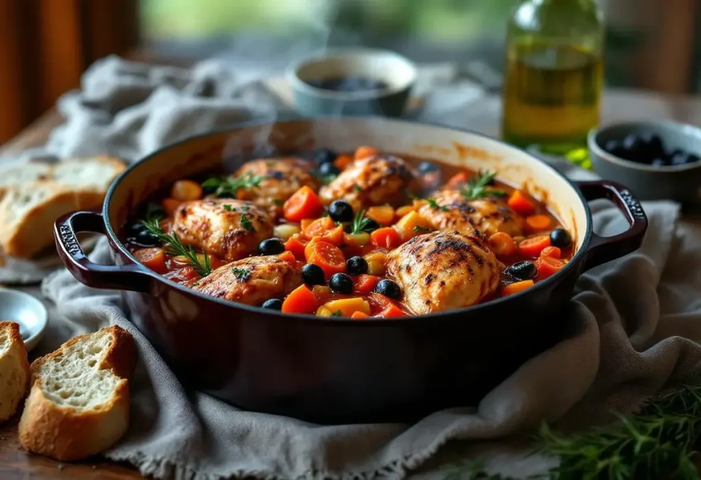 Pollo alla cacciatora : le poulet italien du dimanche doucement mijoté aux tomates et aux olives